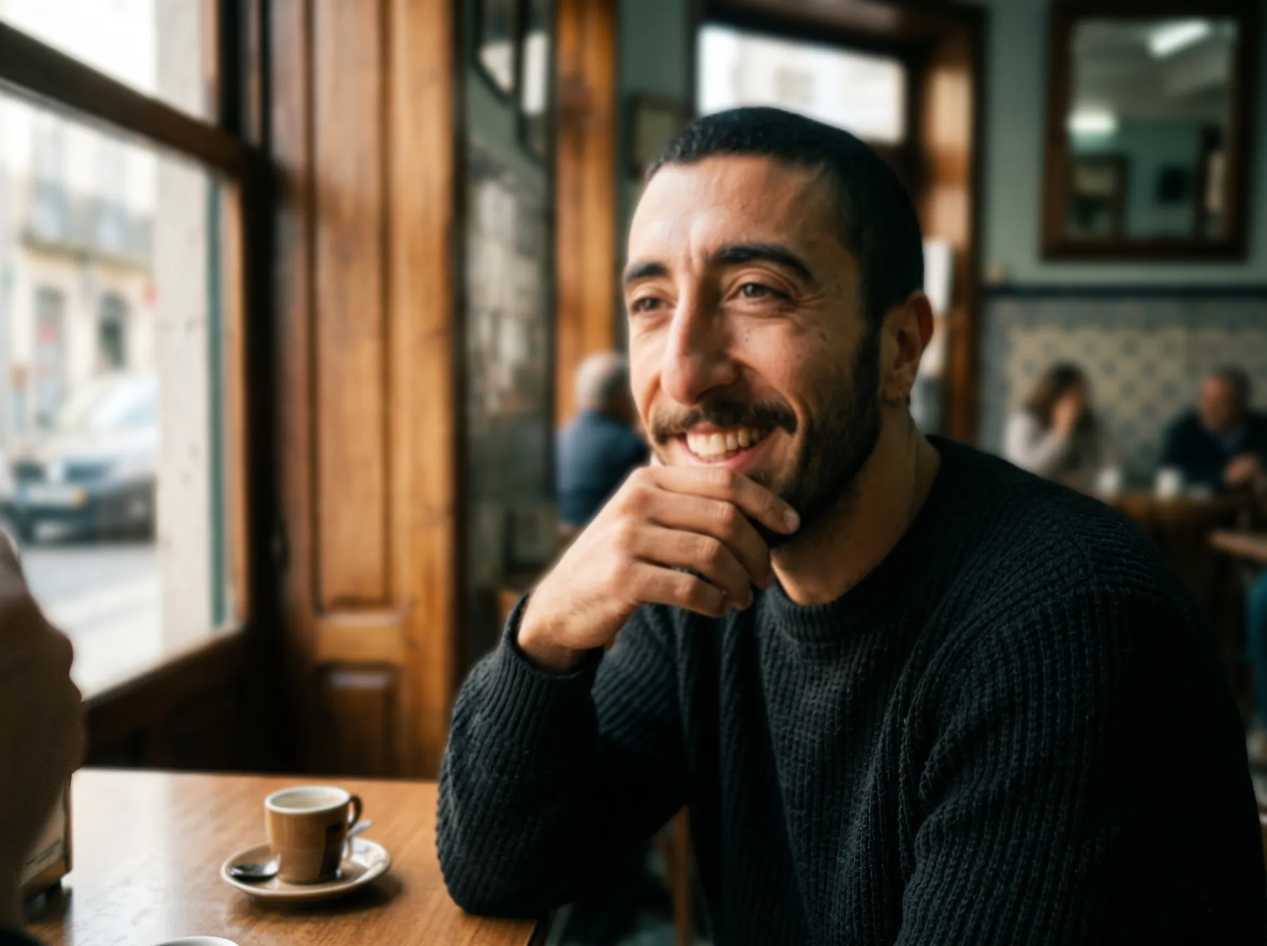 Nuno teaching in a Portuguese café